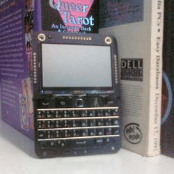 A cyberdeck device that resembles a BlackBerry