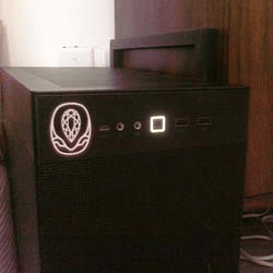 A modern black computer tower