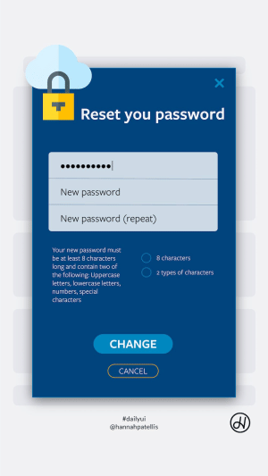 Pop-up password reset user interface design