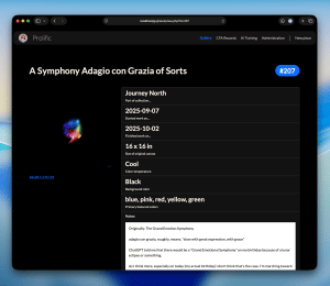 Screenshot of Prolific running in Safari showing an entry for a single work of art