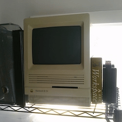 A beige all-in-one classic Macintosh